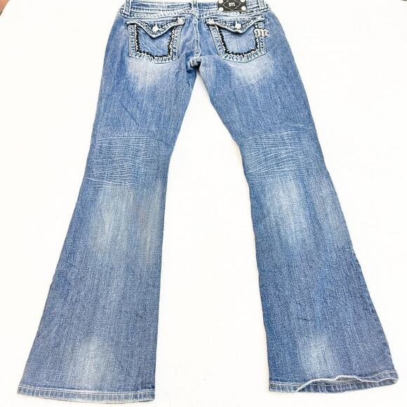 Miss Me Easy Boot Bootcut Denim Jean Fleur De Lis Size 28 - Picture 3 of 9